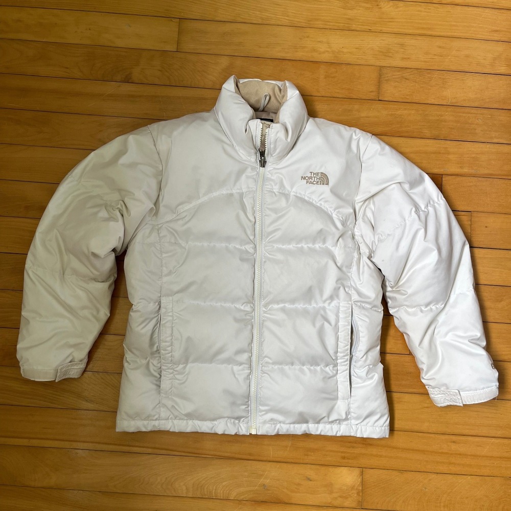 The North Face Girls White 600 Fill Down Puffer Jacket Coat Size Medium M/M